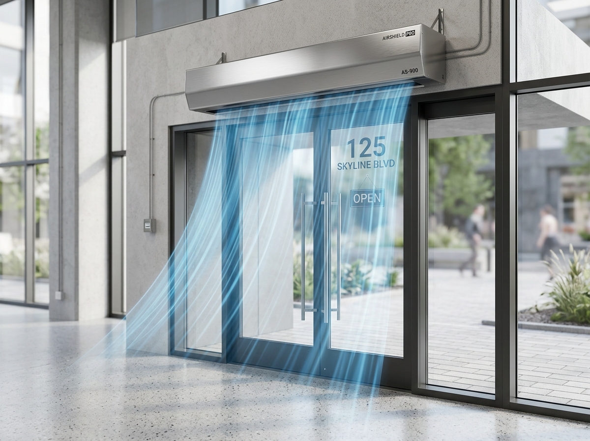 Product illustration of industrial heavy-duty air curtain
